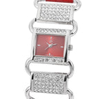 STRADA Japanese Movement Red Dial Crystal Studded Water Resistant Watch with Red Colour Strap