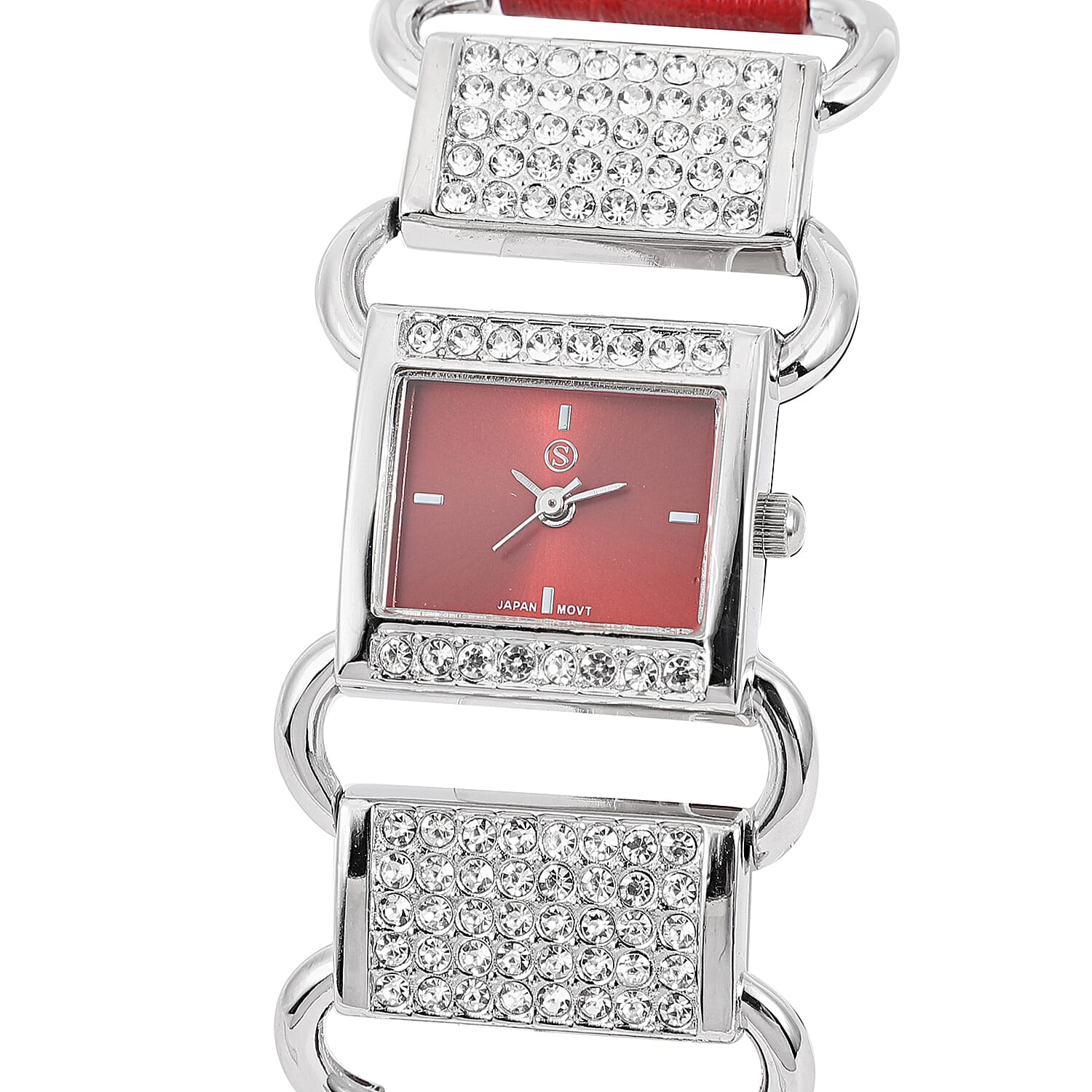 STRADA Japanese Movement Crystal Studded Water-Resistant Watch - Red 6907813 4