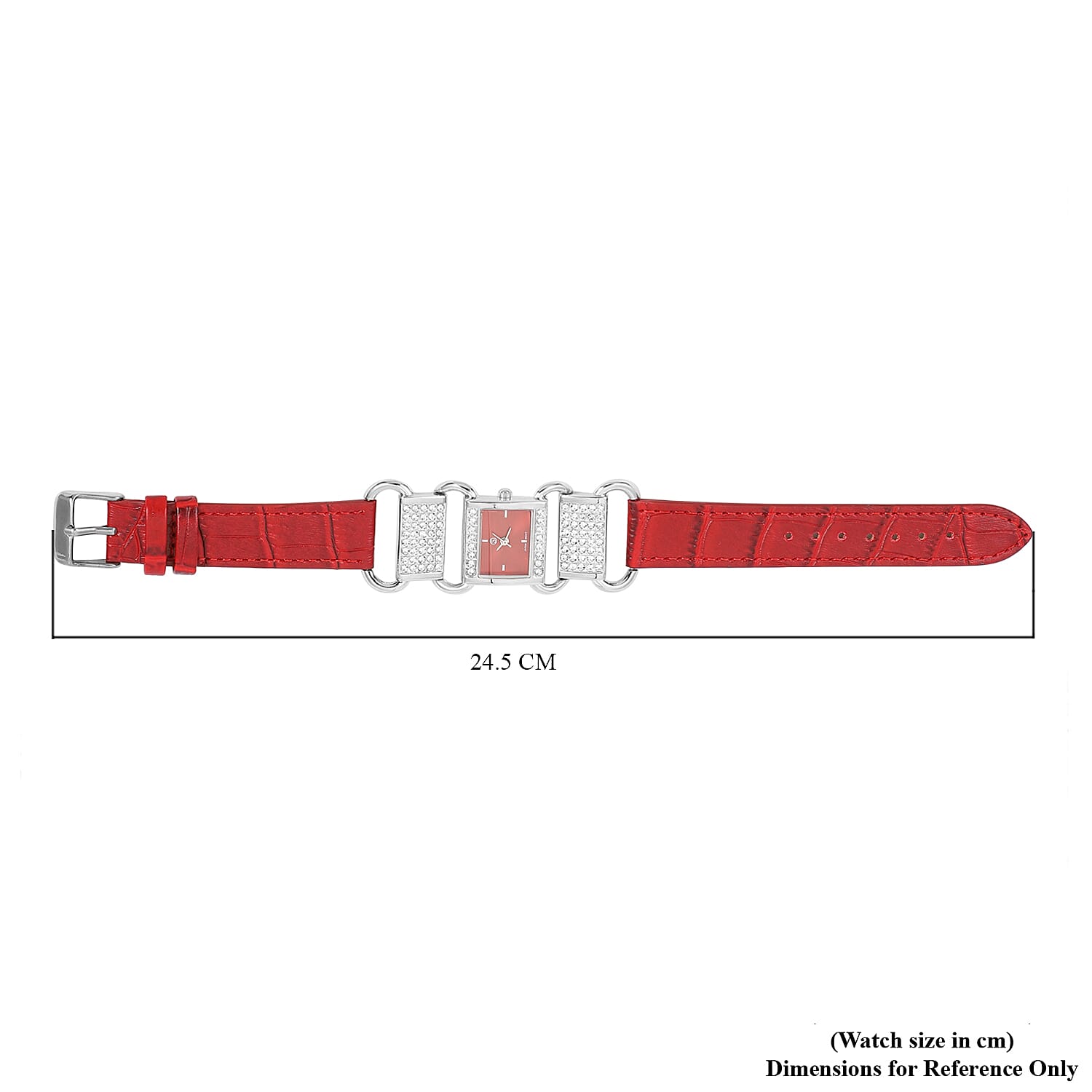 STRADA Japanese Movement Crystal Studded Water-Resistant Watch - Red 6907813 8