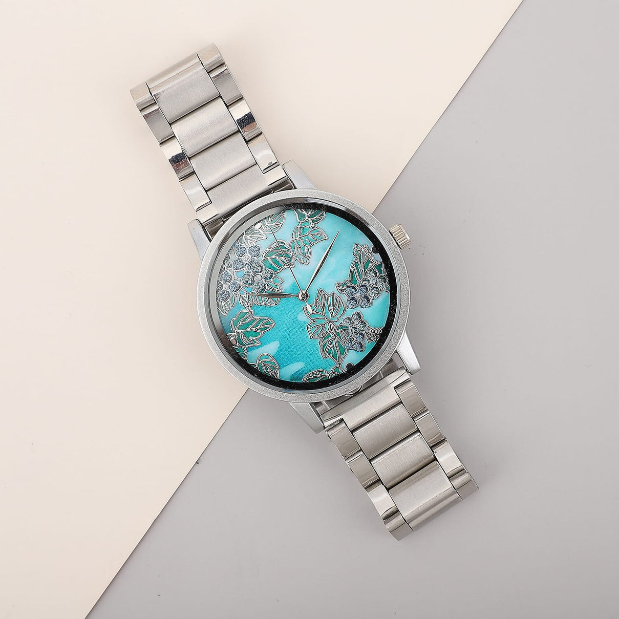 STRADA Japanese Movement Graph Pattern Dial Water Resistant Watch with Silver Colour Chain Strap 6921529 1