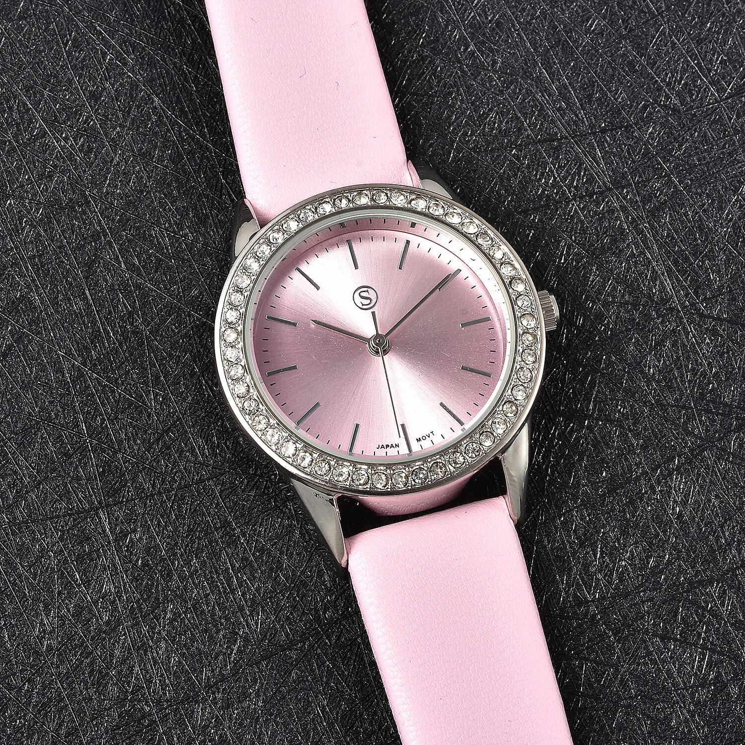 STRADA Japanese Movement Silver Dial Crystal Studded Water Resistant Watch with Black Colour Strap 6851165 1