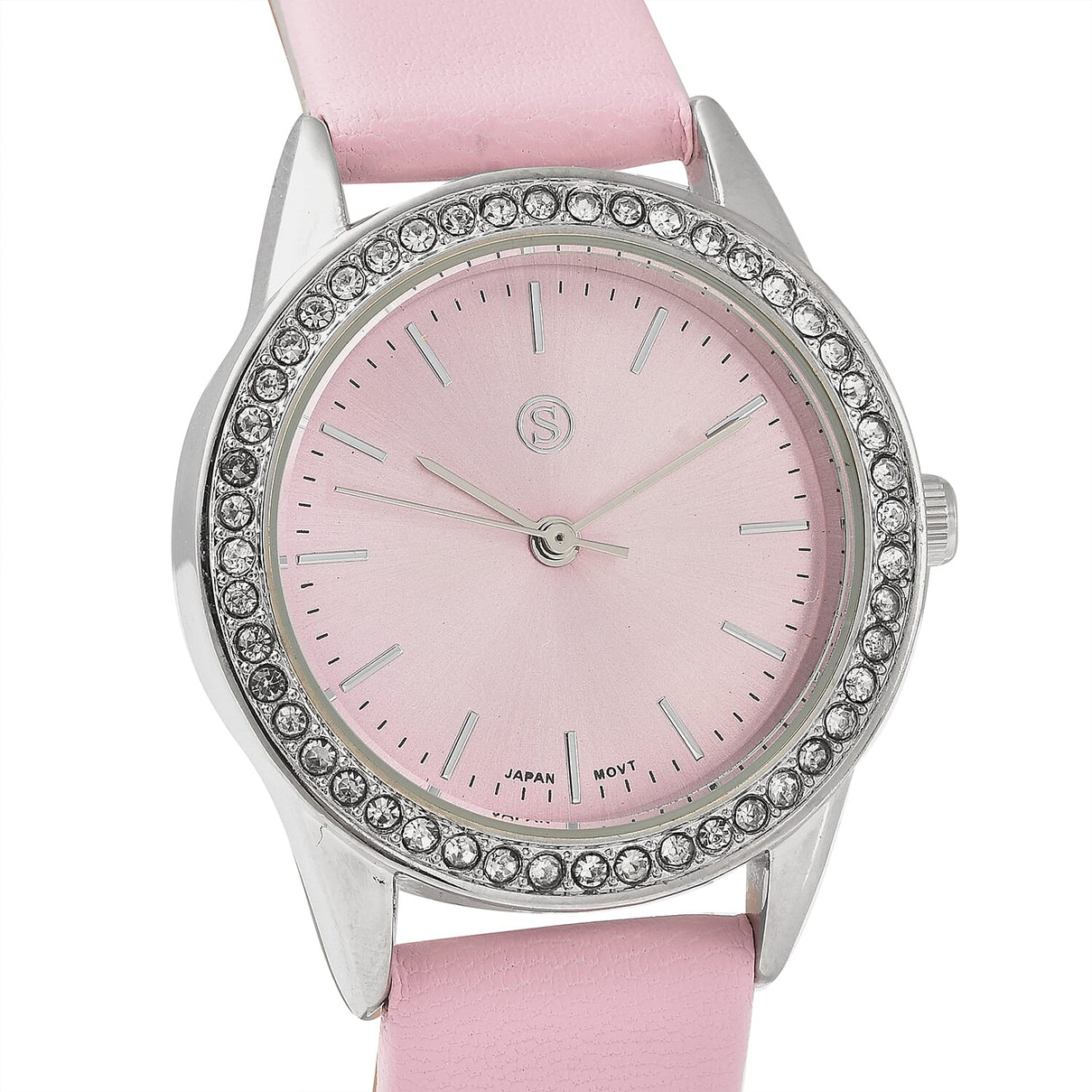 STRADA Japanese Movement Silver Dial Crystal Studded Water Resistant Watch with Black Colour Strap 6851165 3