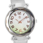 STRADA Japanese Movement Silver & Green Dial Water Resistant Watch in Silver Colour Mesh Belt