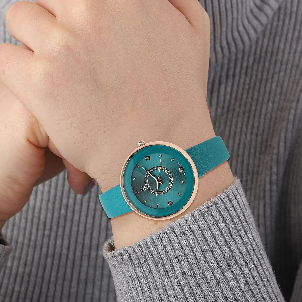 STRADA Japanese Movement Teal Dial Water Resistant Watch with Teal Colour Strap 7526498 3