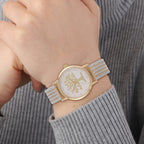 STRADA Japanese Movt.Tree of Life Dial Water Resistant Watch in Gold Tone with Stainless Steel Mesh Strap
