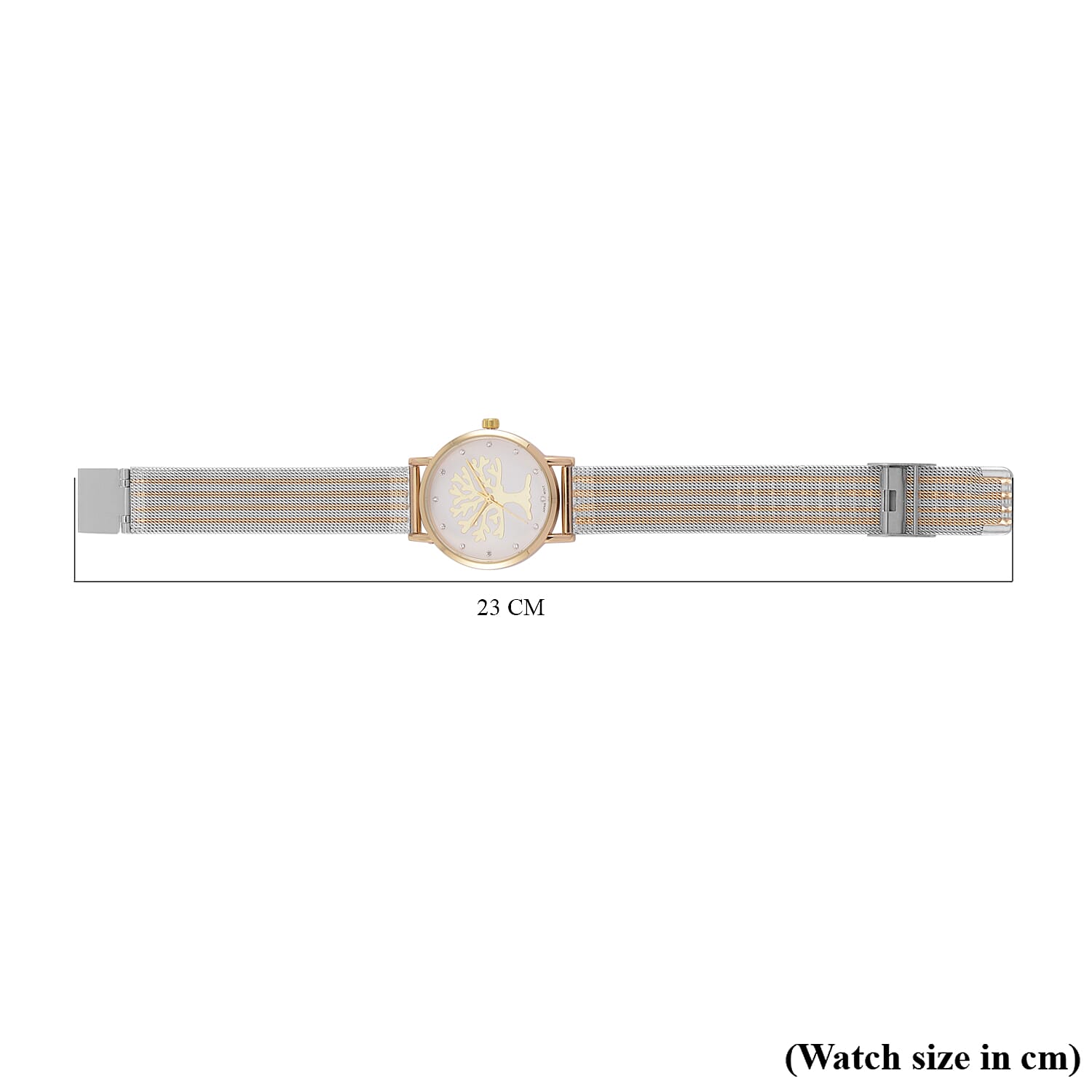 STRADA Japanese Movt.Tree of Life Dial Water Resistant Watch in Gold Tone with Stainless Steel Mesh Strap 7576114 6