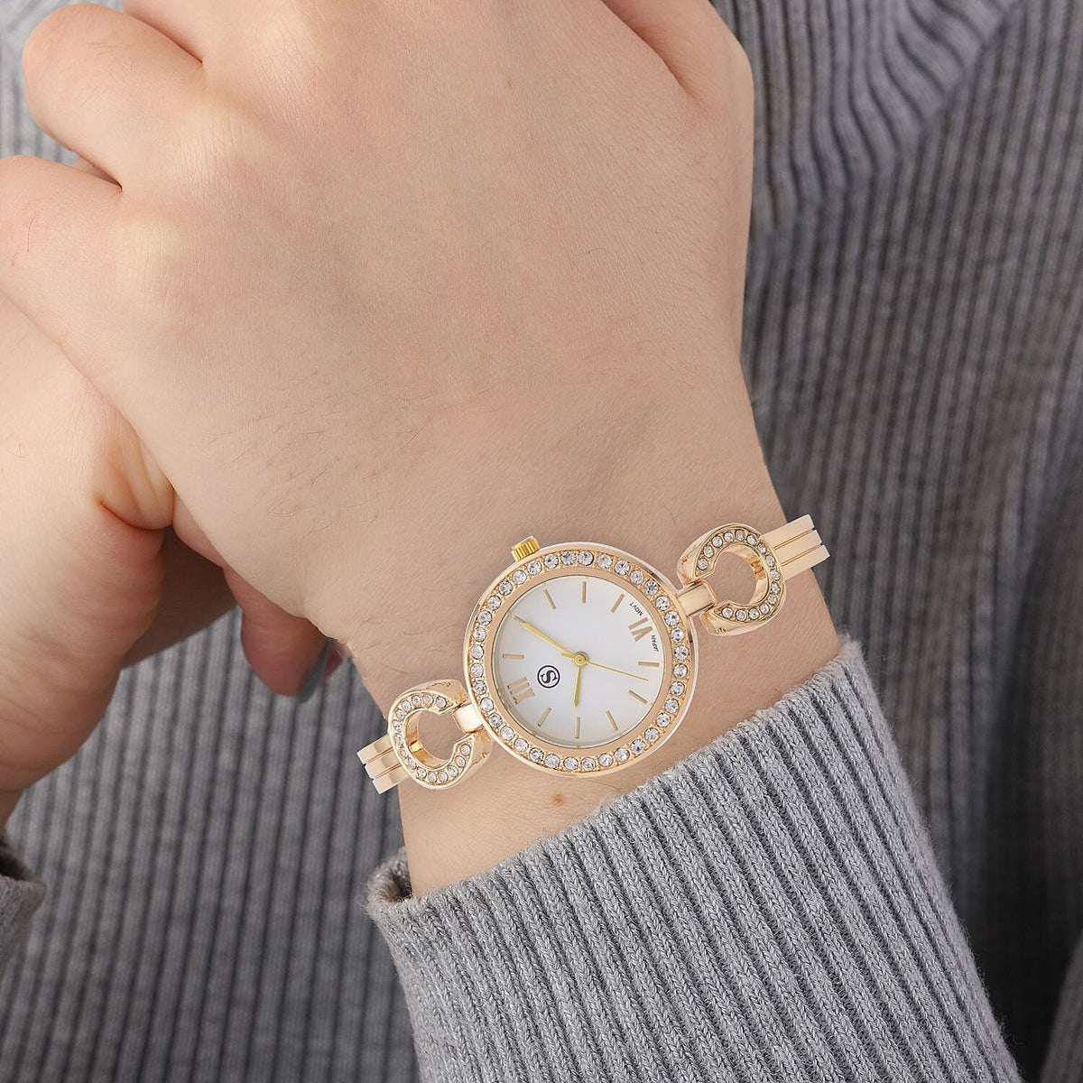 STRADA Japanese Movement Water Resistant Watch in Yellow Gold Tone with 4 Interchangeable Bezel Rings 4117481 2