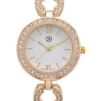 STRADA Japanese Movement Water Resistant Watch in Yellow Gold Tone with 4 Interchangeable Bezel Rings
