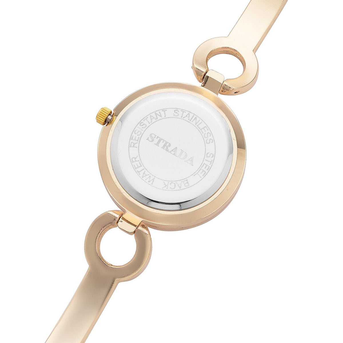 STRADA Japanese Movement Water Resistant Watch in Yellow Gold Tone with 4 Interchangeable Bezel Rings 4117481 4