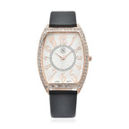 STRADA Japanese Movement White Crystal Studded Water Resistant Watch with Black Colour Strap