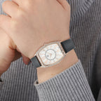 STRADA Japanese Movement White Crystal Studded Water Resistant Watch with Black Colour Strap