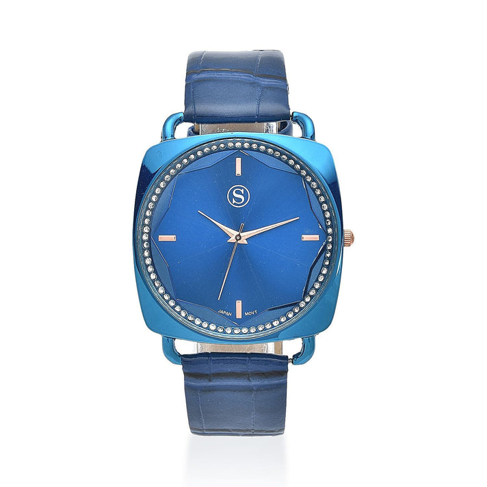 STRADA Japanese Movement White Crystal Studded Water Resistant Watch with Blue Colour Strap 8861630 1