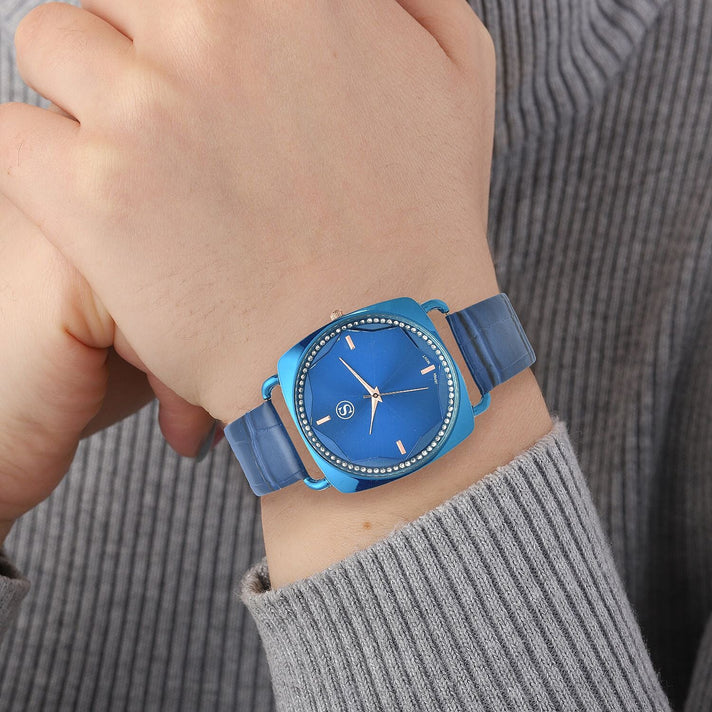 STRADA Japanese Movement White Crystal Studded Water Resistant Watch with Blue Colour Strap 8861630 2