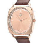 STRADA Japanese Movement Water Resistant Watch with Brown Colour Strap