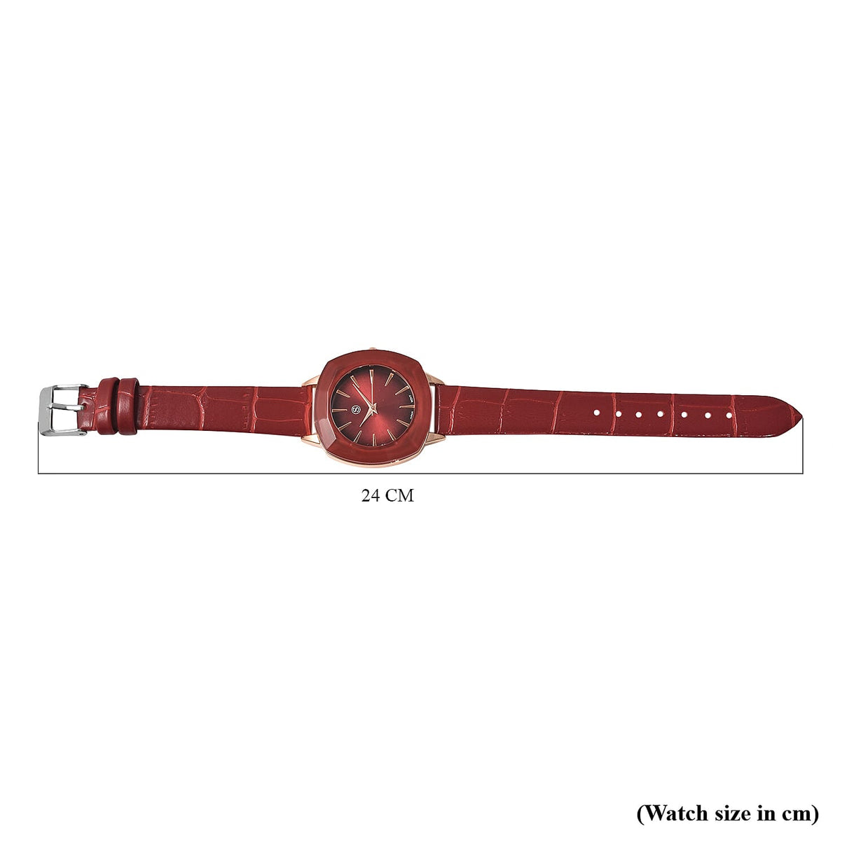 STRADA Japanese Movement Water Resistant Watch with Red Faux Leather Strap - Red 7615570 7