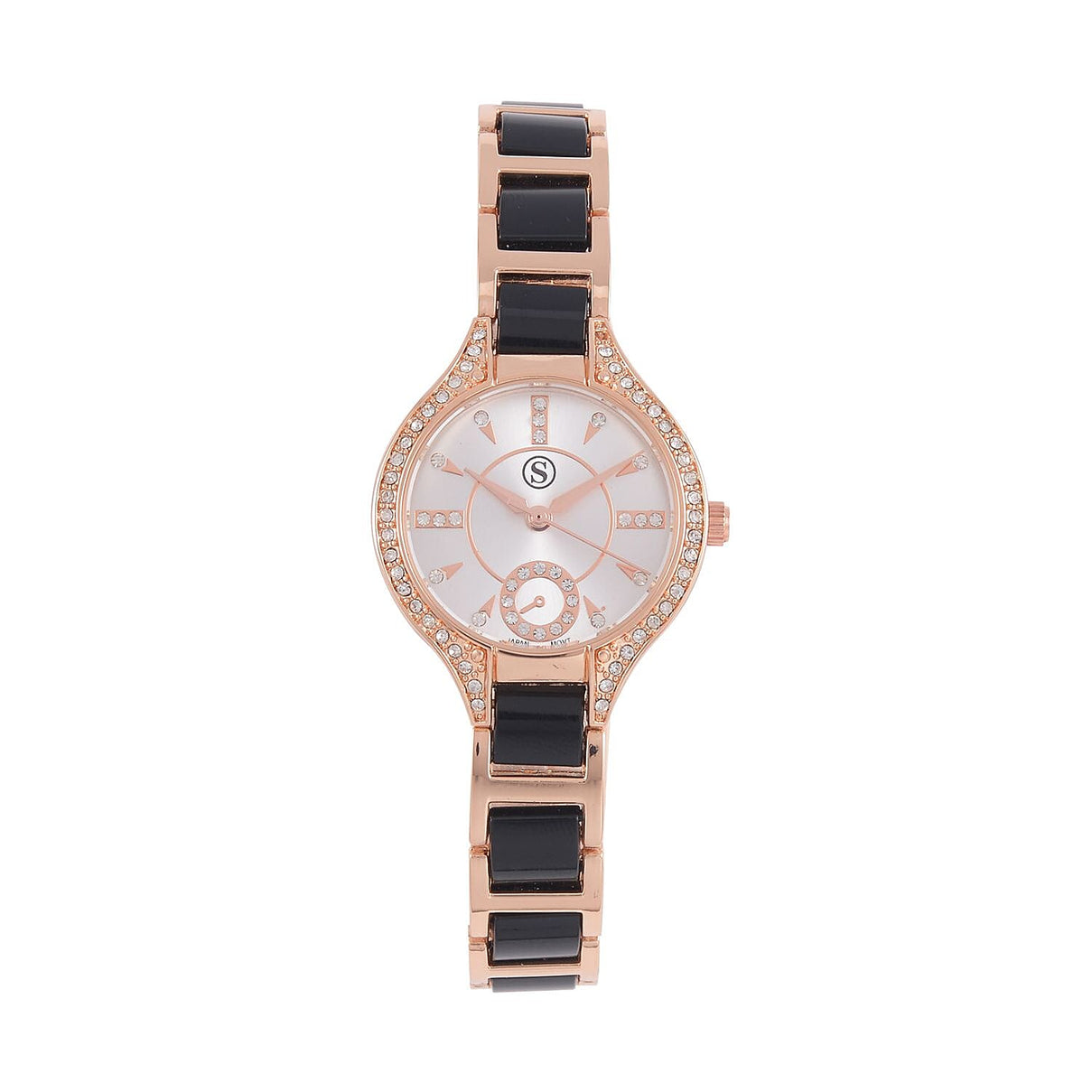 STRADA Japanese Movement Crystal Studded Water Resistant Watch with Alloy Strap and Stainless Steel Back in Rose Gold Tone 7553744 0