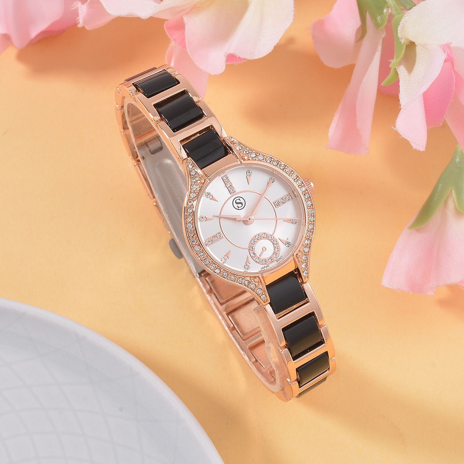 STRADA Japanese Movement Crystal Studded Water Resistant Watch with Alloy Strap and Stainless Steel Back in Rose Gold Tone 7553744 2