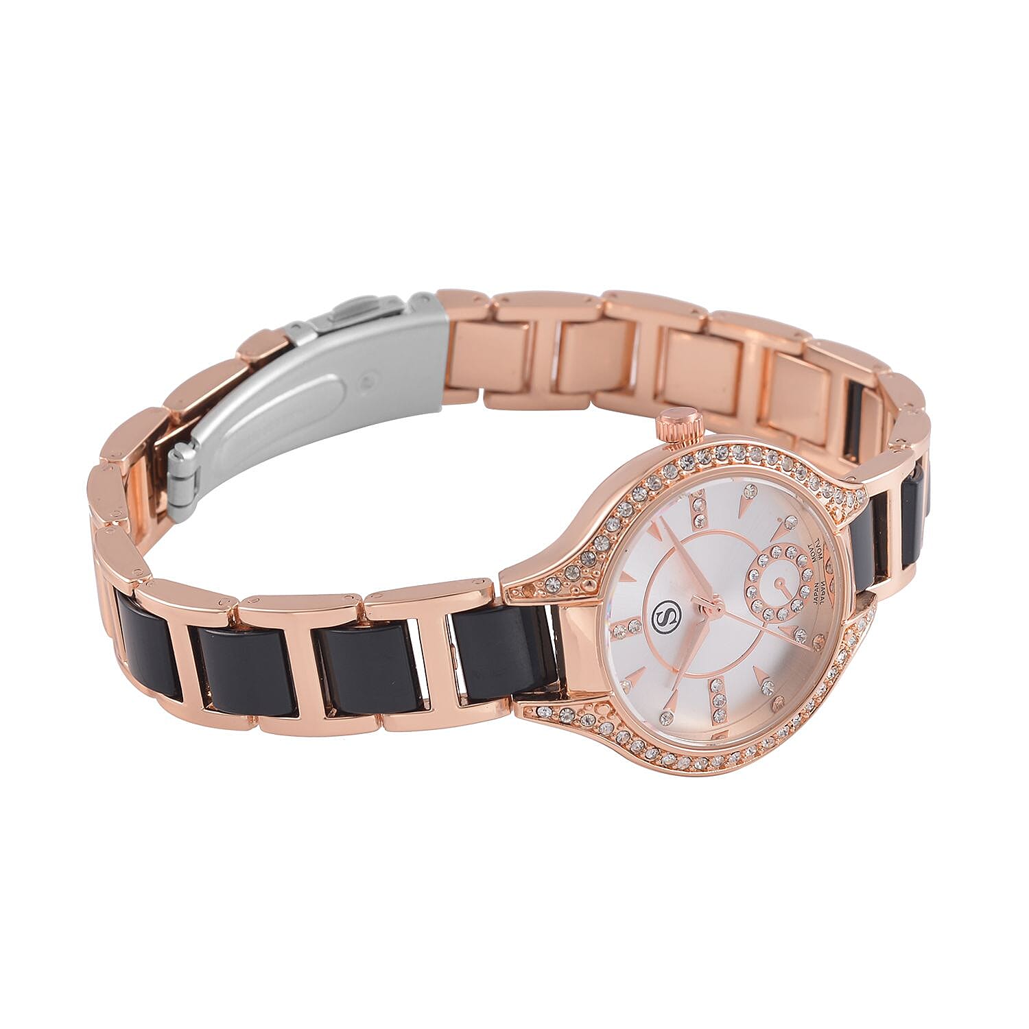 STRADA Japanese Movement Crystal Studded Water Resistant Watch with Alloy Strap and Stainless Steel Back in Rose Gold Tone 7553744 5