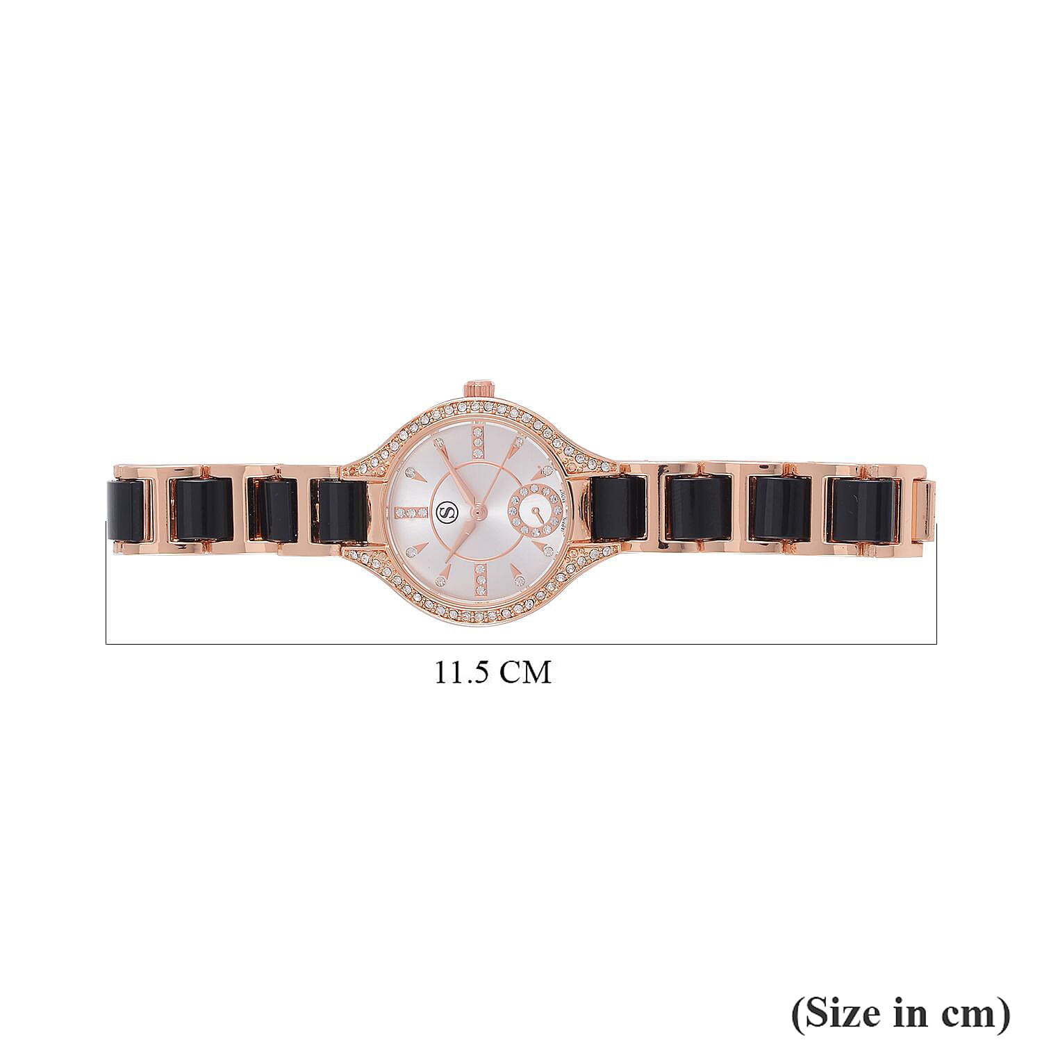 STRADA Japanese Movement Crystal Studded Water Resistant Watch with Alloy Strap and Stainless Steel Back in Rose Gold Tone 7553744 7