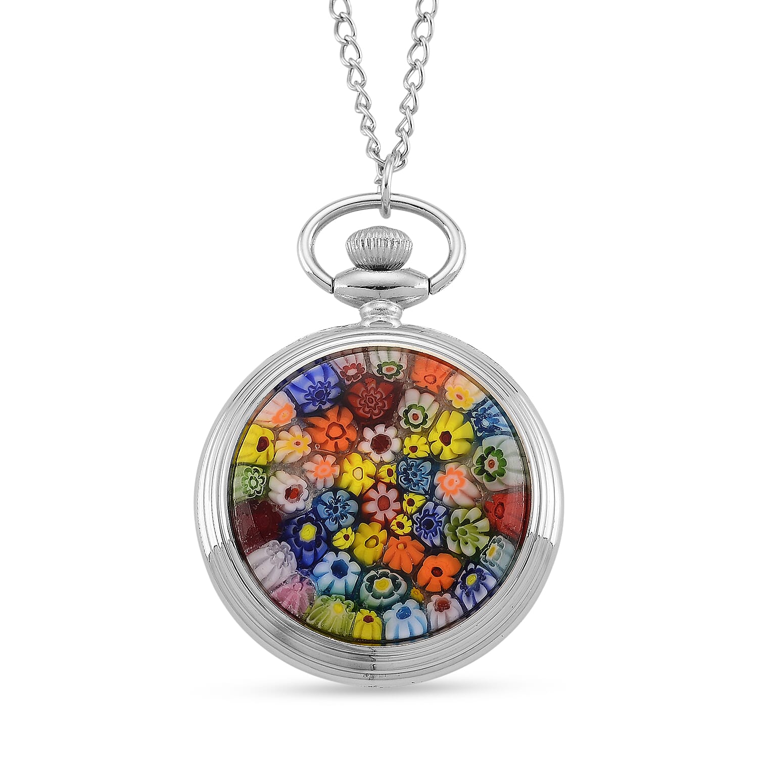 STRADA Murano Style Glass Pocket Watch 3ATM WR with  Chain 8279954 0