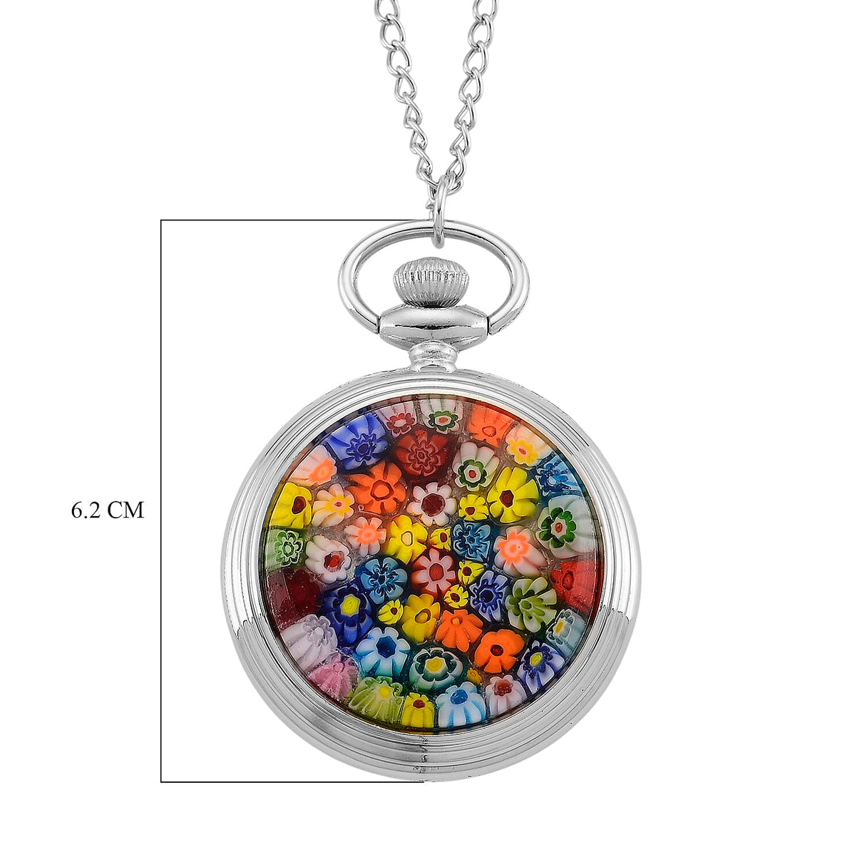 STRADA Murano Style Glass Pocket Watch 3ATM WR with  Chain 8279954 7