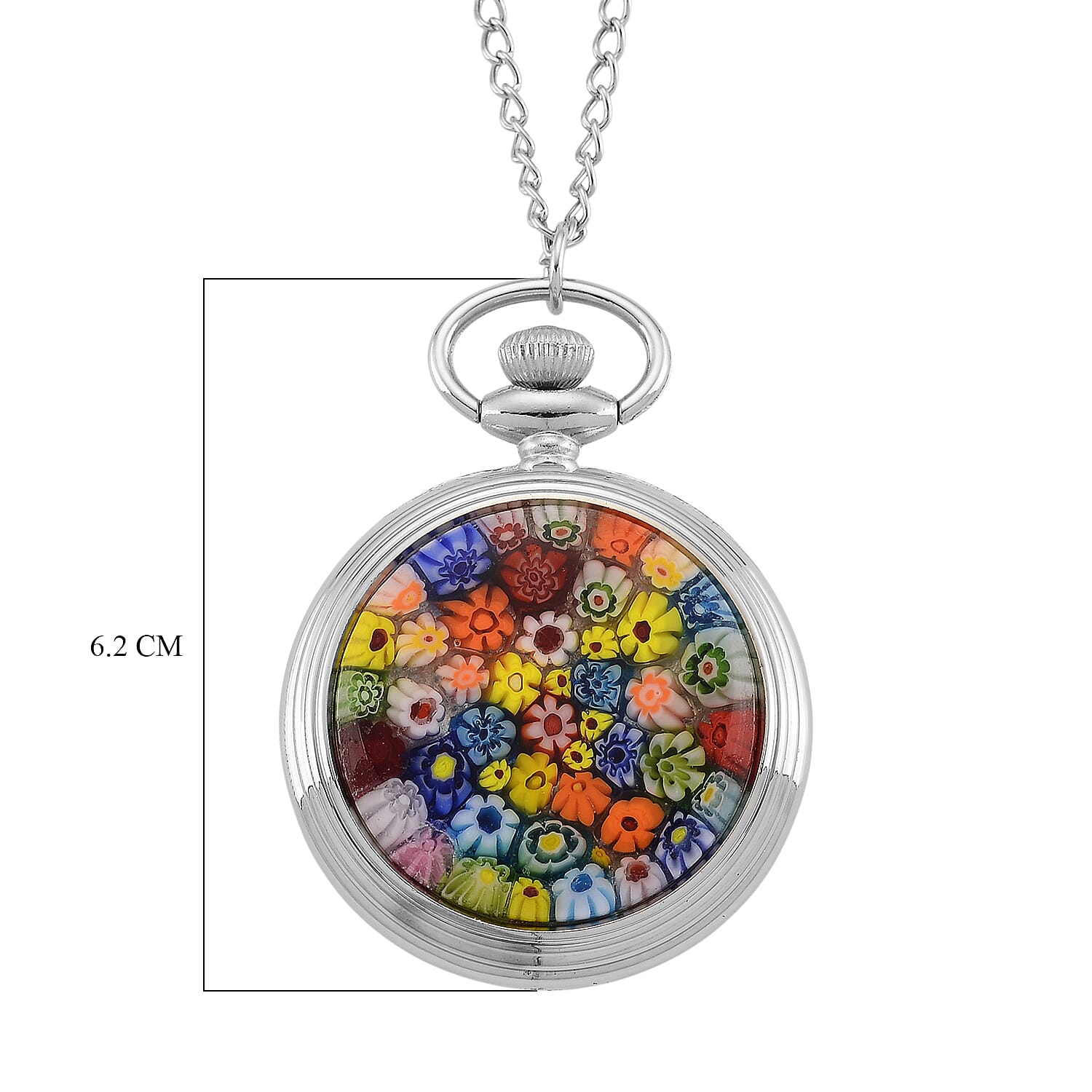 STRADA Murano Style Glass Pocket Watch 3ATM WR with  Chain 8279954 7