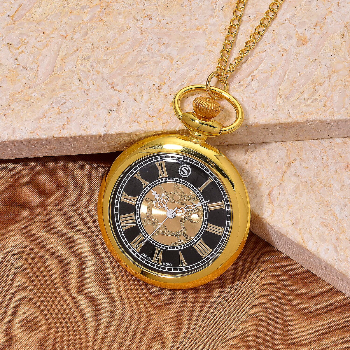 STRADA Murano Style Glass Pocket Watch 3ATM WR with Chain V32514064 3
