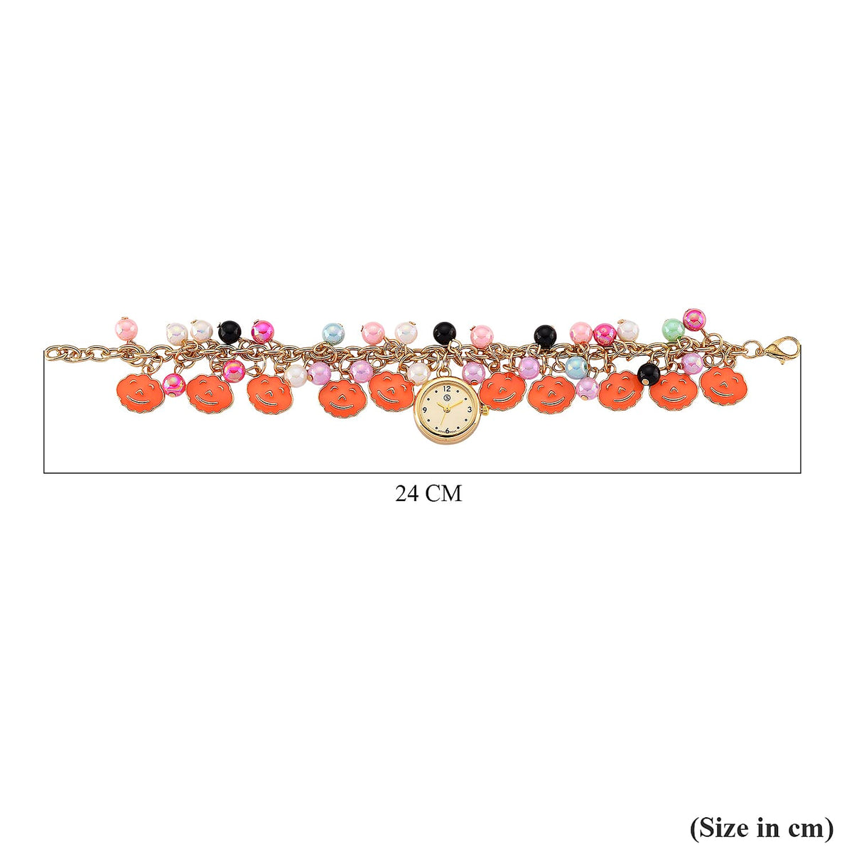 STRADA PC21S Japan Movement Water Resistant Gold Dial Watch with Orange Enamel Pumpkin Charm Chain Strap 8255378 10