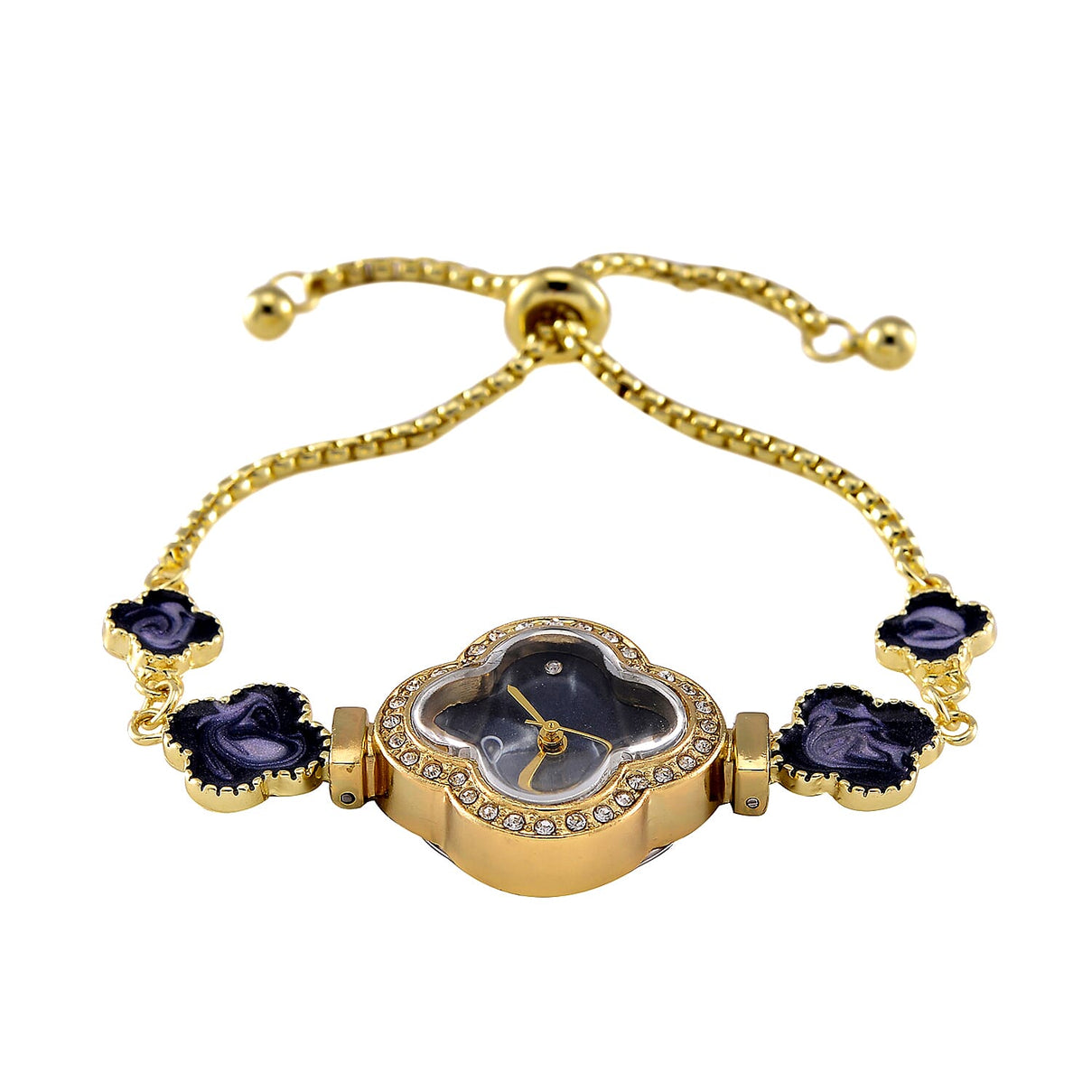STRADA PC21S Japanese Movement Water Resistant Black Fake MOP Dial Watch with Gold Colour Chain Strap 7860748 3
