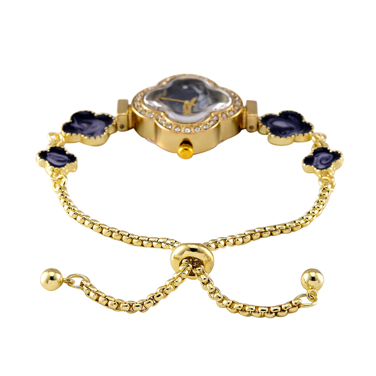STRADA PC21S Japanese Movement Water Resistant Black Fake MOP Dial Watch with Gold Colour Chain Strap 7860748 5