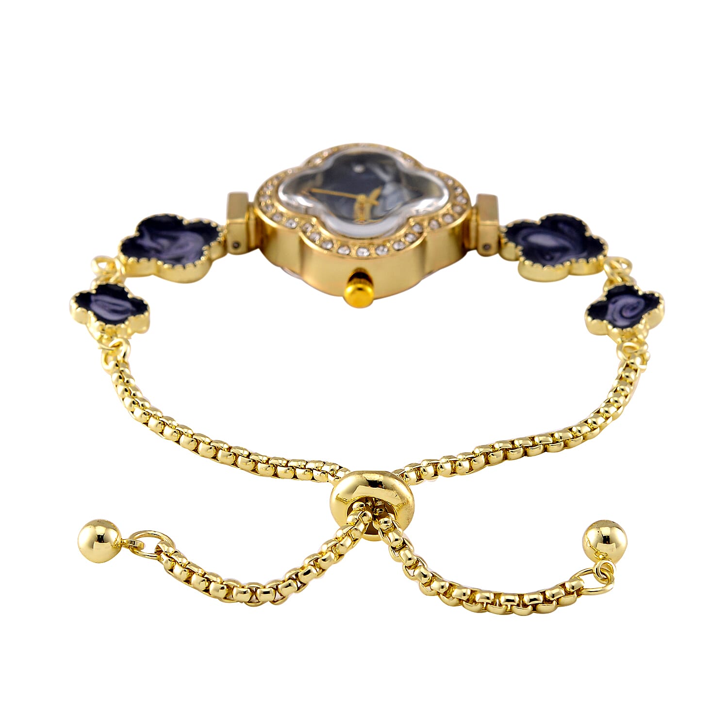 STRADA PC21S Japanese Movement Water Resistant Black Fake MOP Dial Watch with Gold Colour Chain Strap 7860748 5