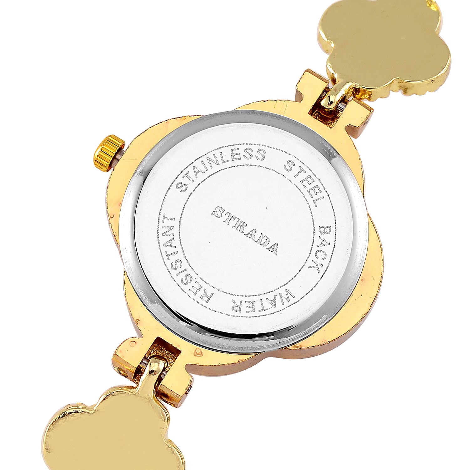 STRADA PC21S Japanese Movement Water Resistant Black Fake MOP Dial Watch with Gold Colour Chain Strap 7860748 6