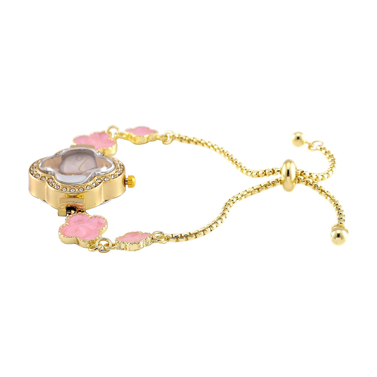 STRADA PC21S Japanese Movement Water Resistant White Crystal &amp; Fake MOP Dial Watch with Gold Colour Chain Strap 7860741 4