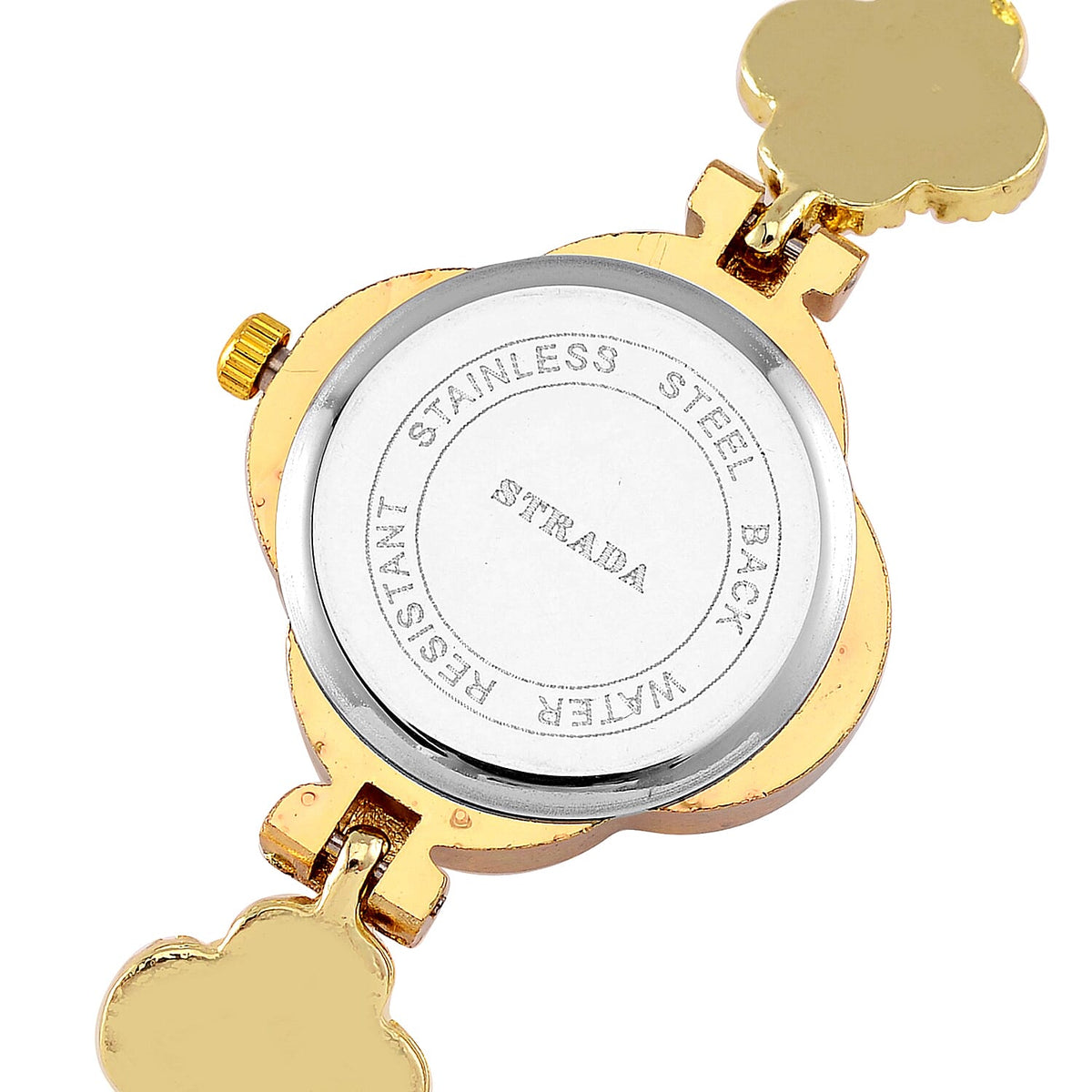 STRADA PC21S Japanese Movement Water Resistant White Crystal &amp; Fake MOP Dial Watch with Gold Colour Chain Strap 7860741 6