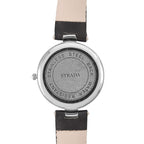STRADA Japanese Movement White Austrian Crystal Embellished Water Resistant Watch with Black Strap and Silver Dial