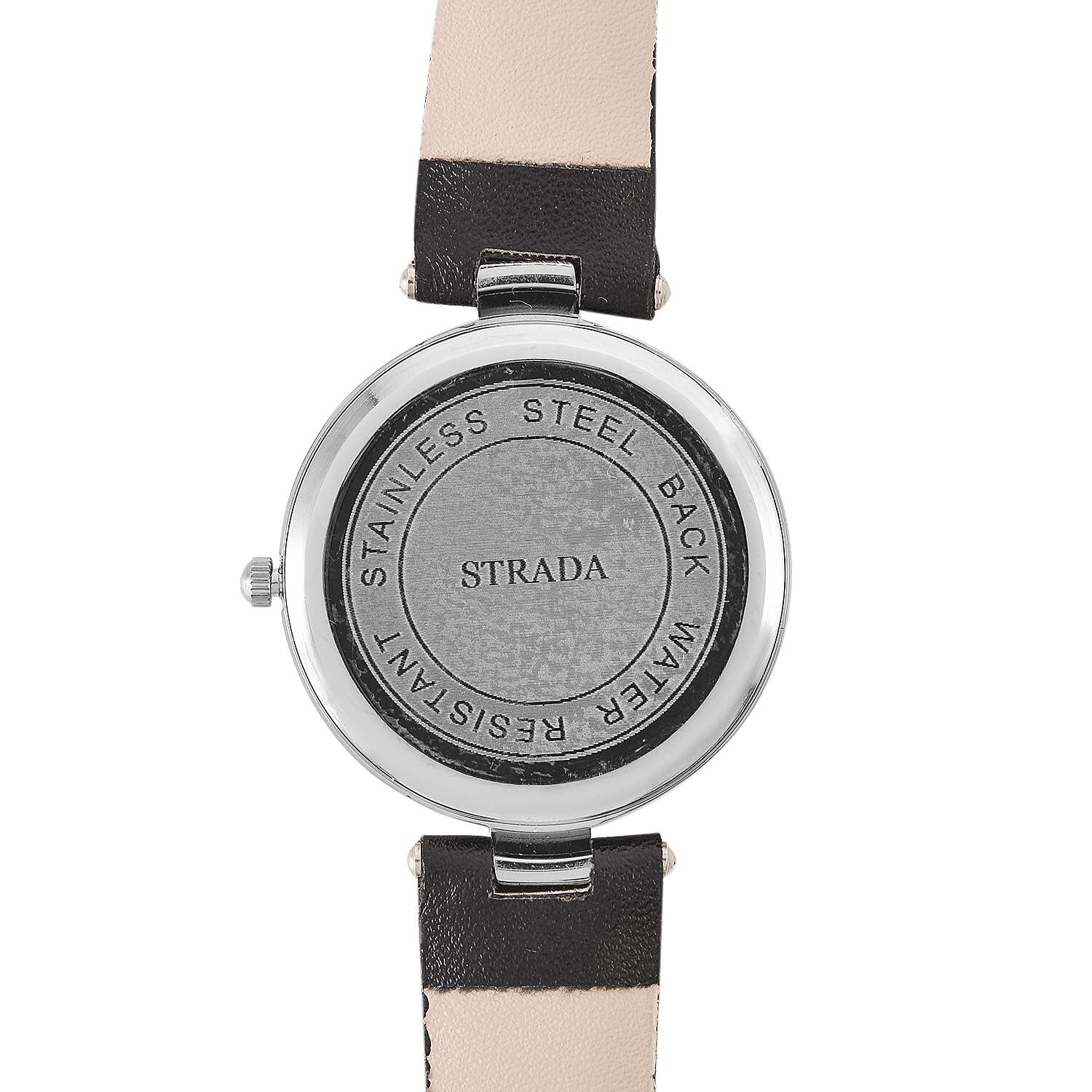 STRADA Japanese Movement White Austrian Crystal Embellished Water Resistant Watch with Black Strap and Silver Dial 7170619 6
