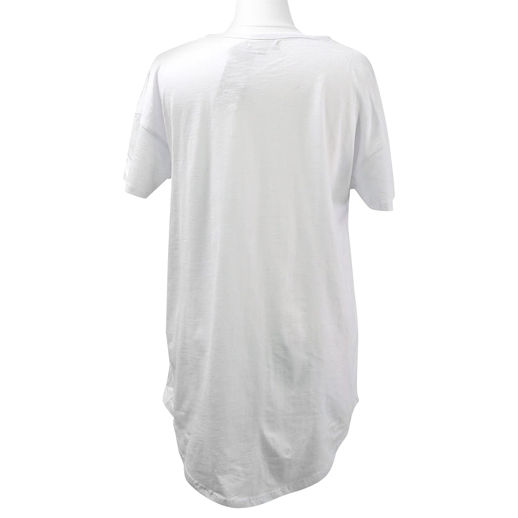 SUGARCRISP 100% Cotton Short Sleeved TShirt with Flower Detail(Size L) - Optic White