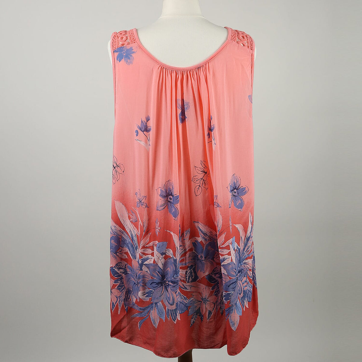 SUGARCRISP Printed Vest Top with Border Detail and Lace Shoulder in Coral (One Size- 60x75cm) CB - 29in 6271739 1