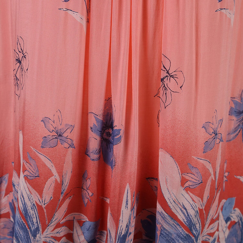 SUGARCRISP Printed Vest Top with Border Detail and Lace Shoulder in Coral (One Size- 60x75cm) CB - 29in