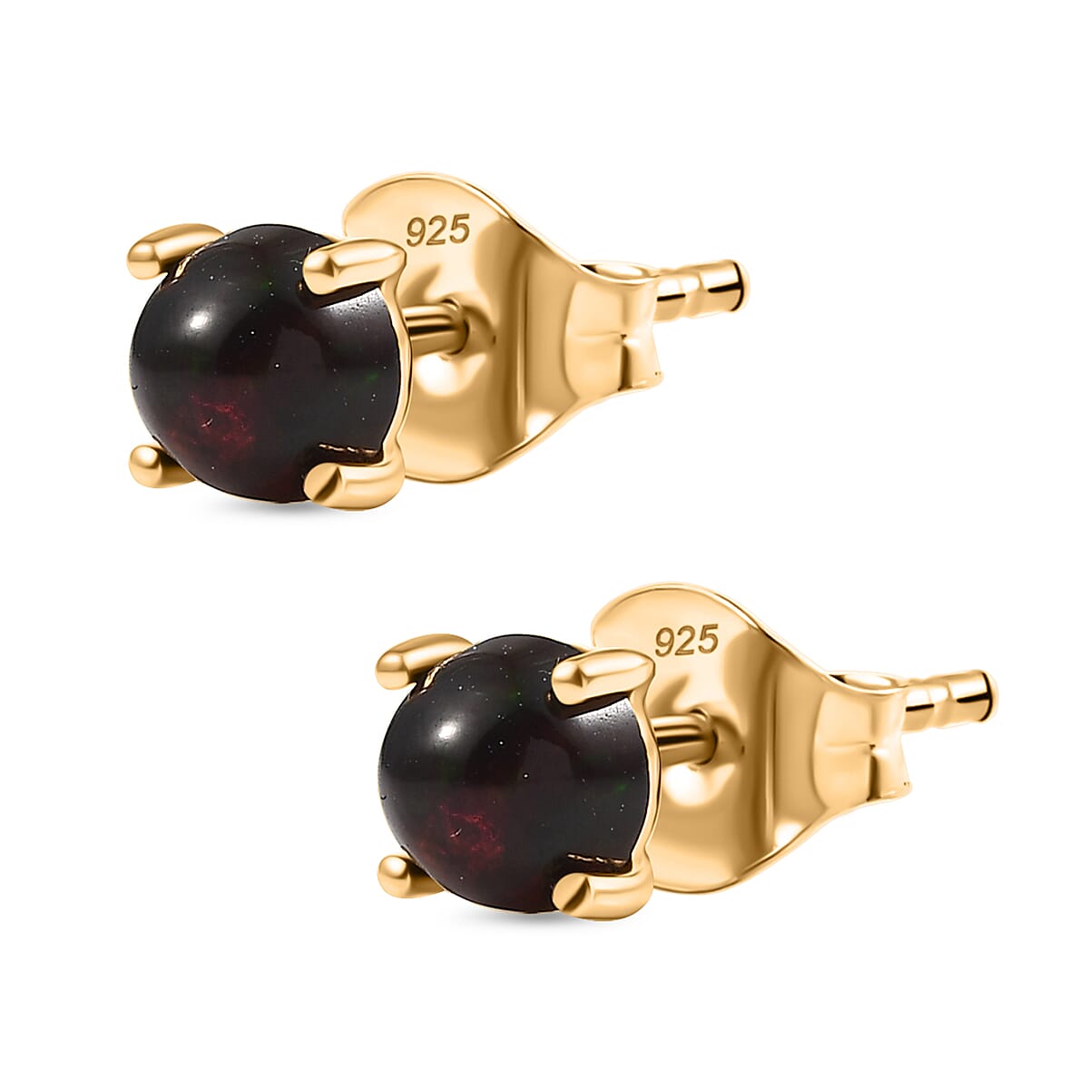 Sable Dyed Ethiopian Opal Earring with Push Back in 18K Vermeil Yellow Gold Plated Sterling Silver 8155480 4