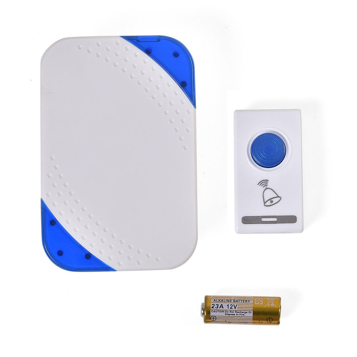 Battery-operated Wireless Doorbell with Remote Control (100 mts) - White &amp; Blue 7627377 0