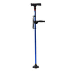 Smart Easy Up Cane (2 Handle) - Adjustable Height (85-97cm) Walking Stick with Light, SOS Alarm - Swivel Base - Blue