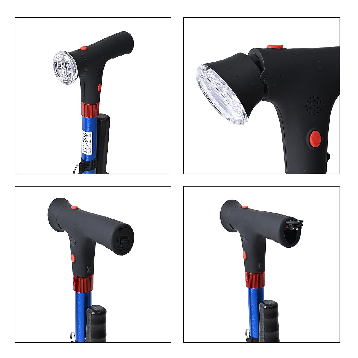 Smart Easy Up Cane (2 Handle) - Adjustable Height (85-97cm) Walking Stick with Light, SOS Alarm &amp; Swivel Base - Blue 8067963 5