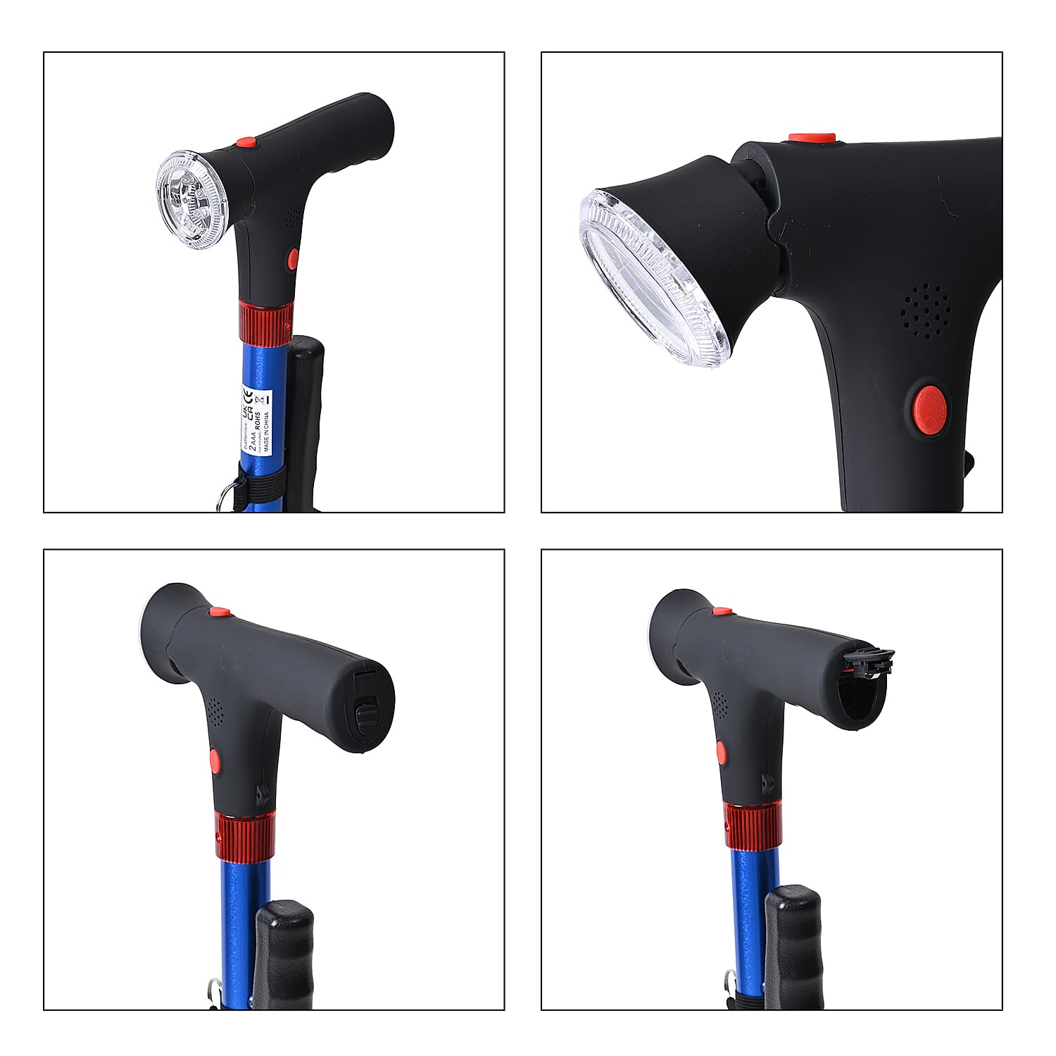 Smart Easy Up Cane (2 Handle) - Adjustable Height (85-97cm) Walking Stick with Light, SOS Alarm &amp; Swivel Base - Blue 8067963 5
