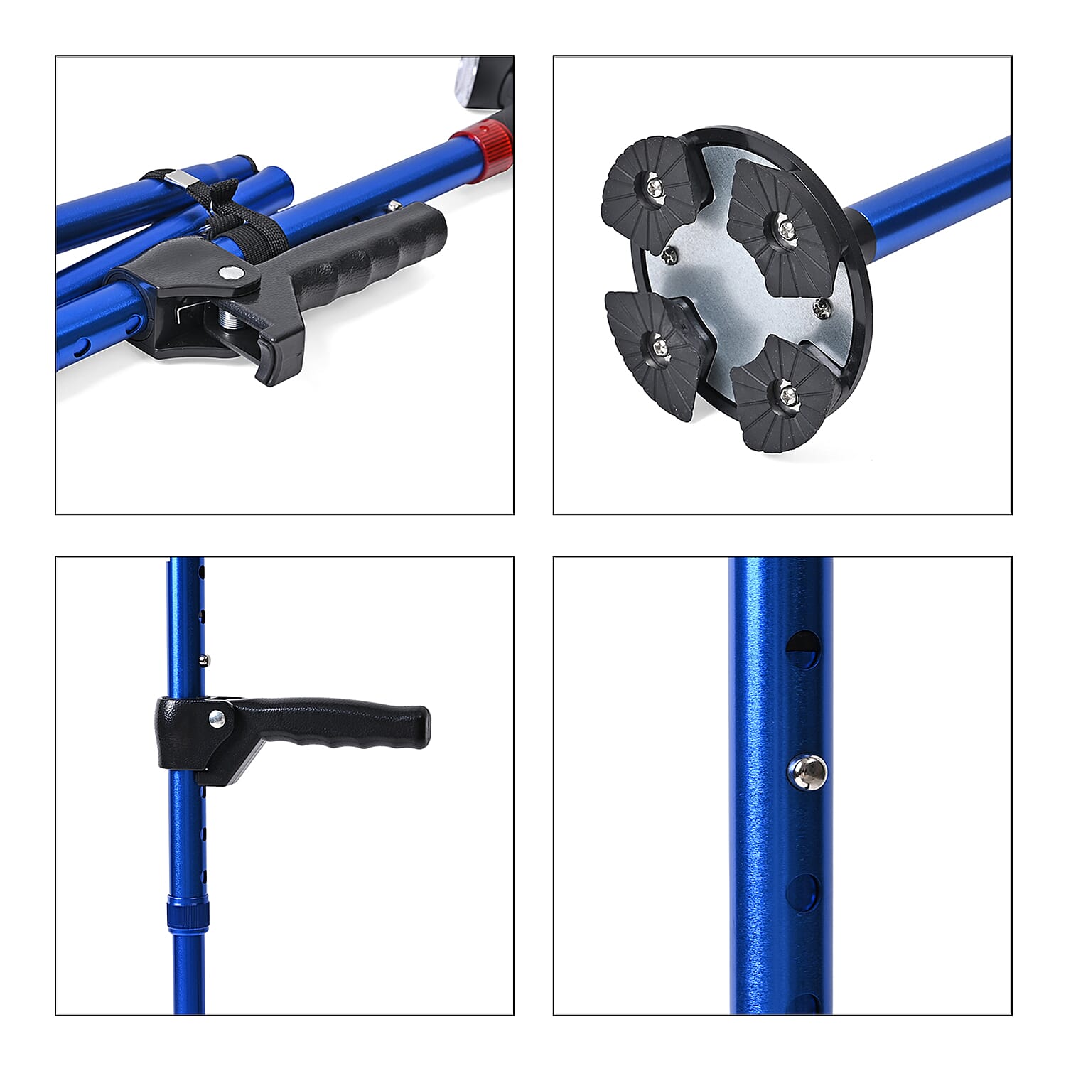 Smart Easy Up Cane (2 Handle) - Adjustable Height (85-97cm) Walking Stick with Light, SOS Alarm &amp; Swivel Base - Blue 8067963 6