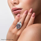 Royal Bali GODDESS Collection-  Amethyst and Multi Gemstone Devi Danu Handcarved Ring in Sterling Silver 10.35 Ct, Silver wt. 11.80 Gms