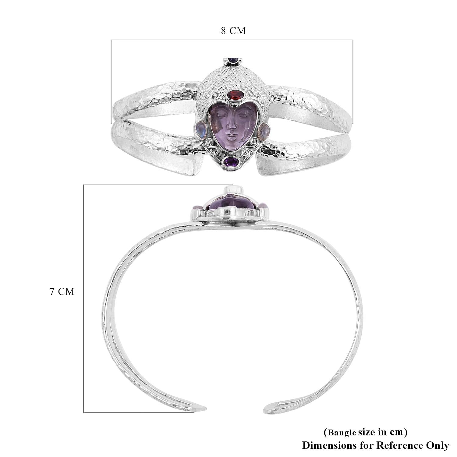 Sajen Silver 10.35 Ct. Amethyst and Multigemstone Hand Carved Devi Danu Cuff Bangle in Sterling Silver 6062950 6