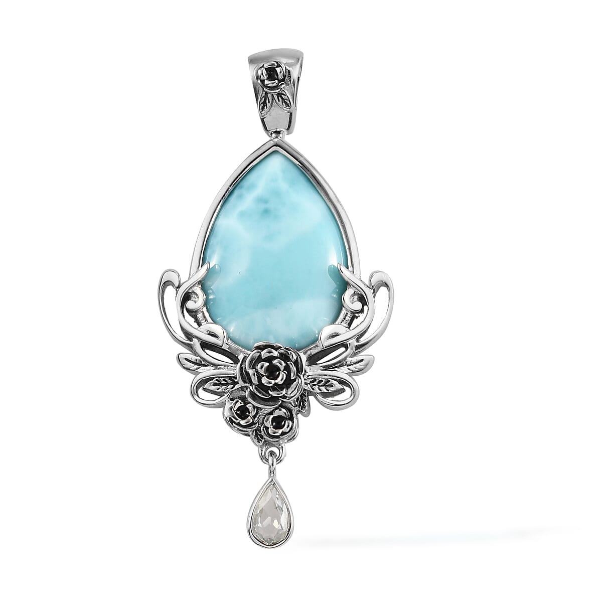 Sajen Silver 7.80 Ct. Larimar and Aquamarine Pendant in Sterling Silver 6296509 2