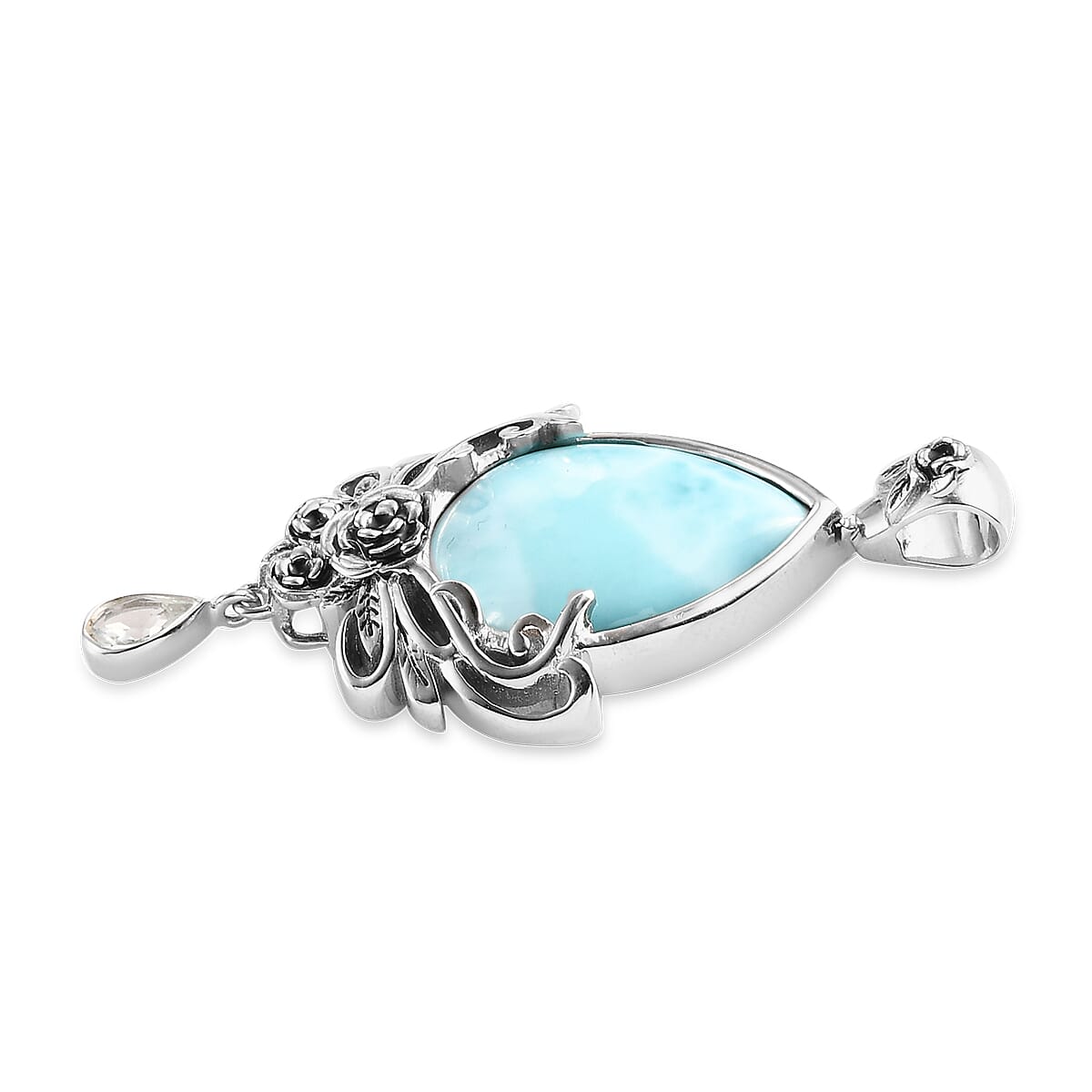 Sajen Silver 7.80 Ct. Larimar and Aquamarine Pendant in Sterling Silver 6296509 4