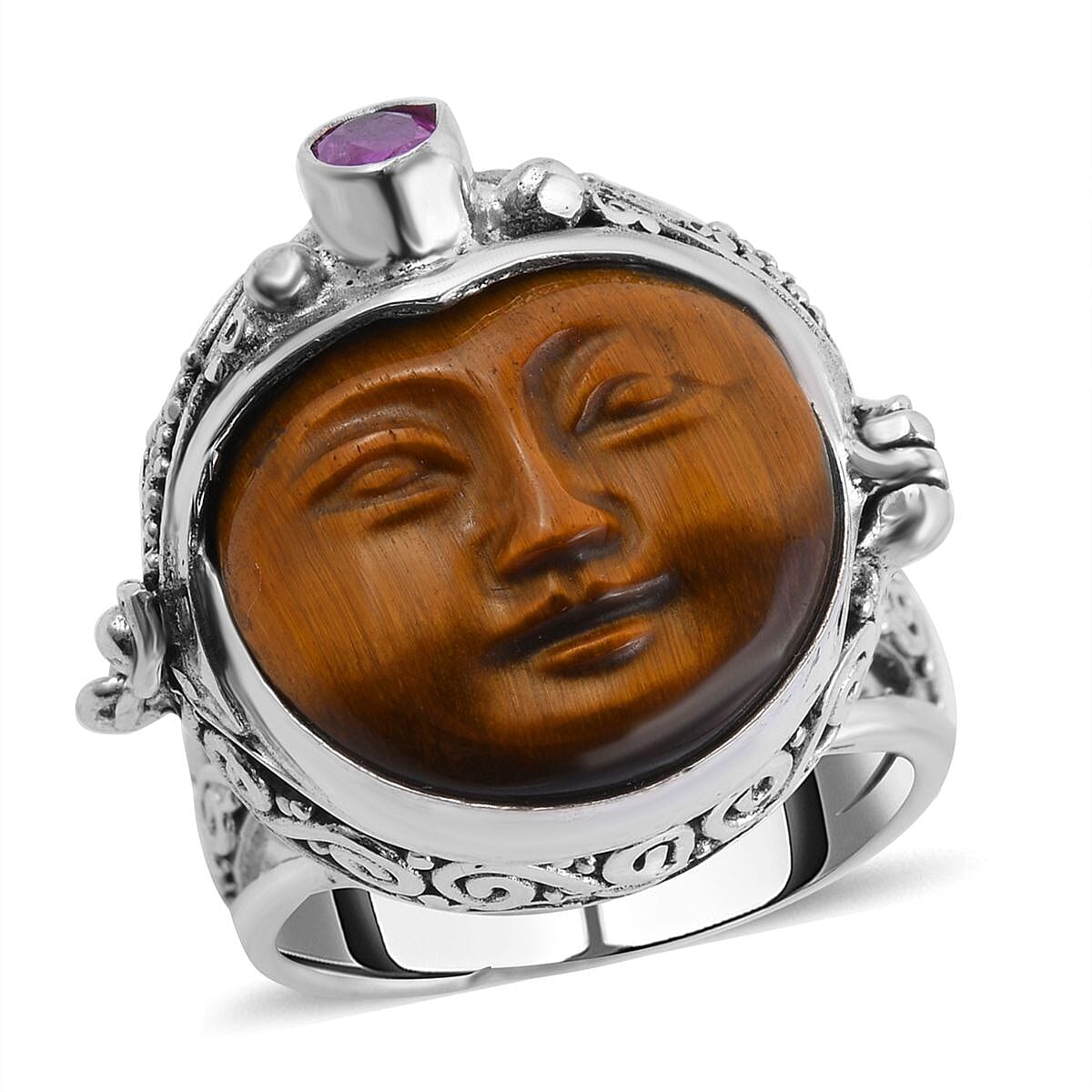 Sajen Silver Collection - Tiger's Eye, Pink Sapphire Ring Sterling Silver 0.41 ct. 7144977 6